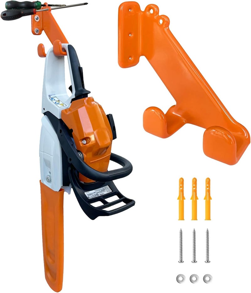 OSROENE Chainsaw Hanger, 1 Pack Chainsaw Wall Mount, Heavy Duty Chainsaw Holder, Garage Organization Garage Storage Shed Organizer Mounted Chainsaw Rack - Image 1